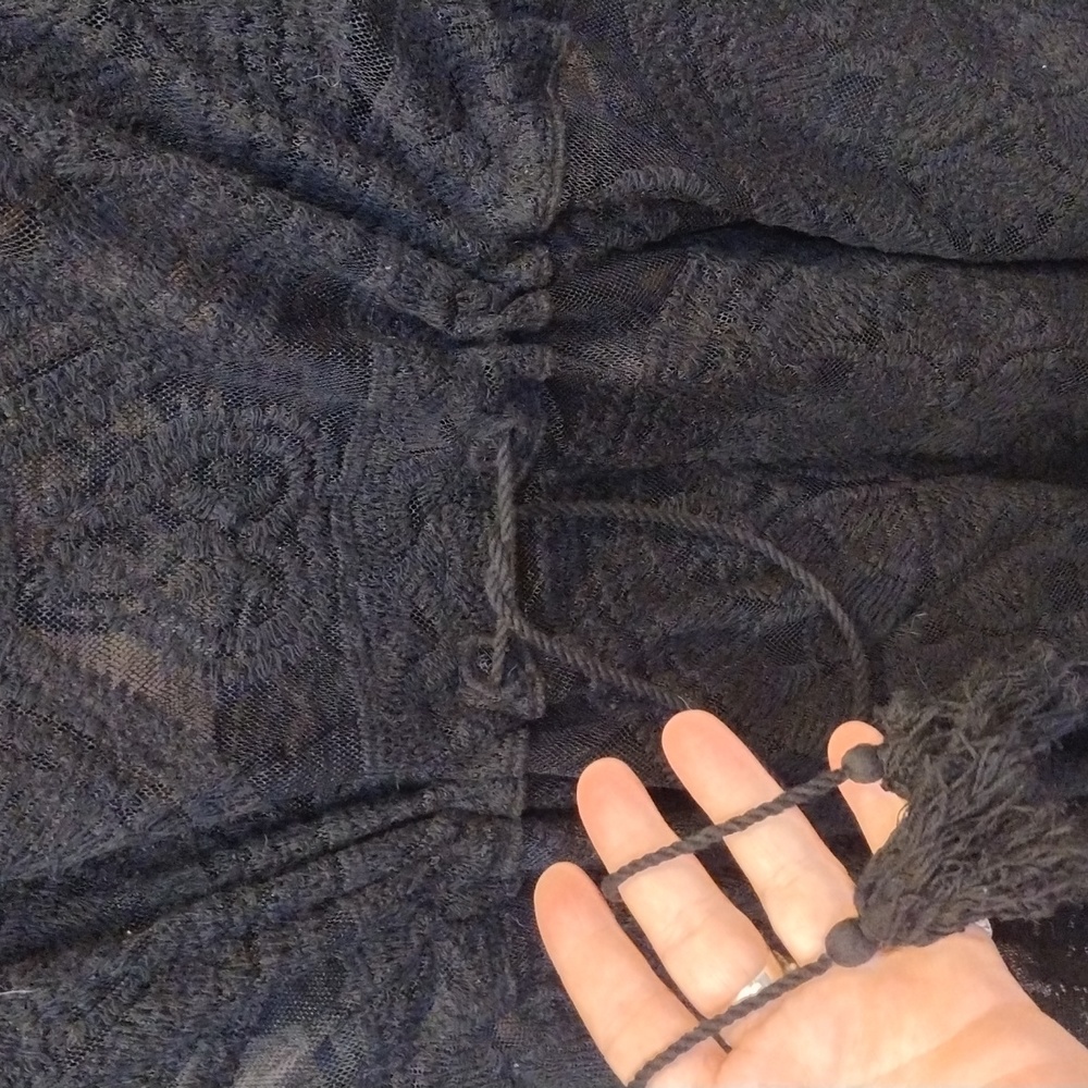 💥Black Stretchy Cotton Lace Batwing Top/ Swim Cover / Cover Up - Picture 9 of 16